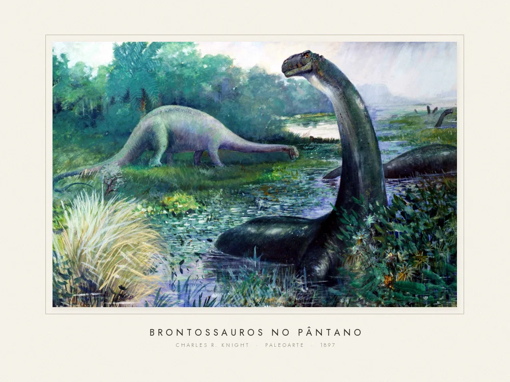 Quadro Brontossauros no pântano