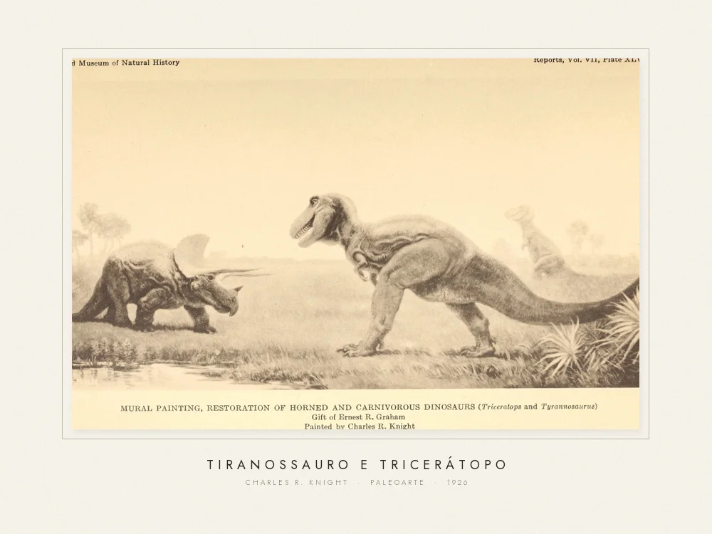 Quadro Tiranossauro e tricerátopo