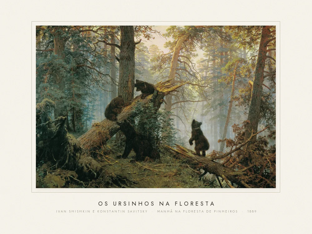 Quadro Os ursinhos na floresta, Ivan Shishkin e Konstantin Savitsky · 1889