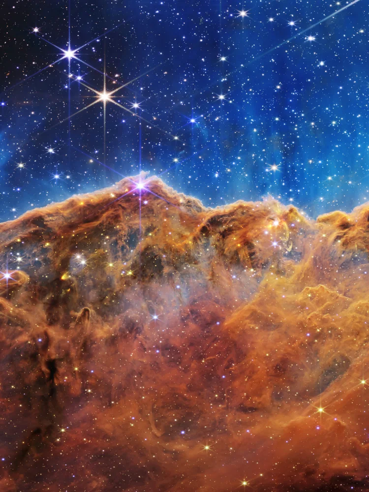 Quadro Penhascos Cósmicos de Carina, Telescópio James Webb · NASA