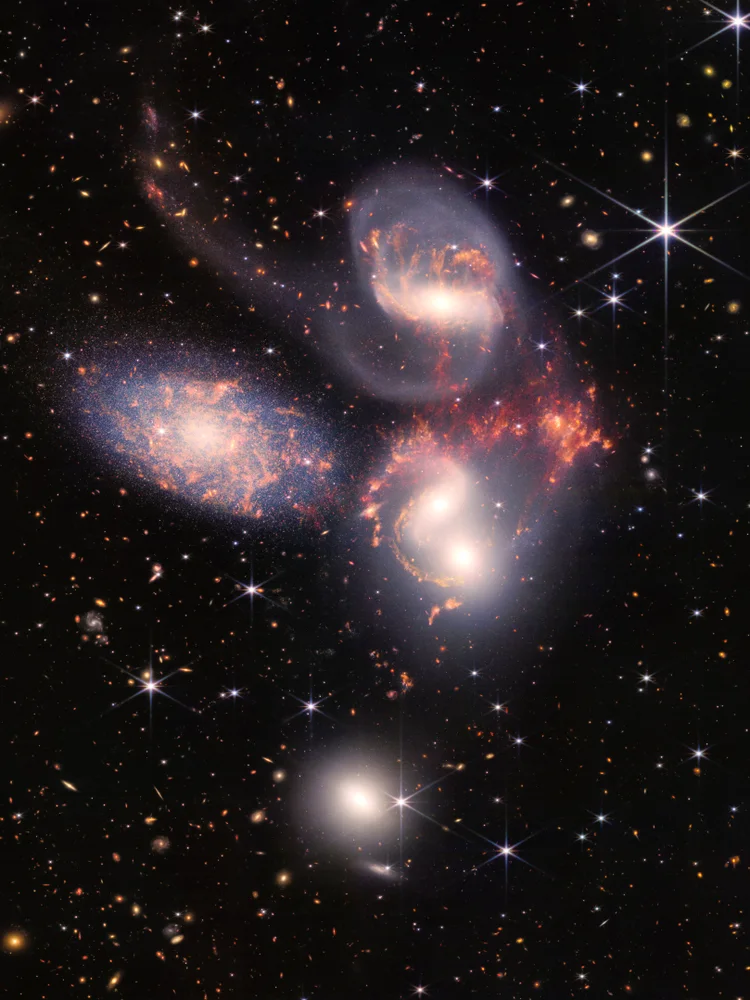 Quadro Quinteto de Stephan, Telescópio James Webb · NASA